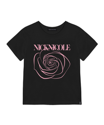 ROSE NICOLE LABEL SLIM TOP_BLACK PINK