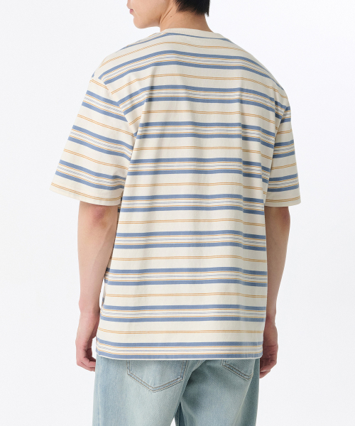 MUSINSA STANDARD（ムシンサスタンダード）の「マルチストライプリラックスティーシャツ3 [エクリュ]（Tシャツ/カットソー・メンズ・その他・XX-LARGE/XXX-LARGE/SMALL/MEDIUM/LARGE/X-LARGE）」の2枚目の写真