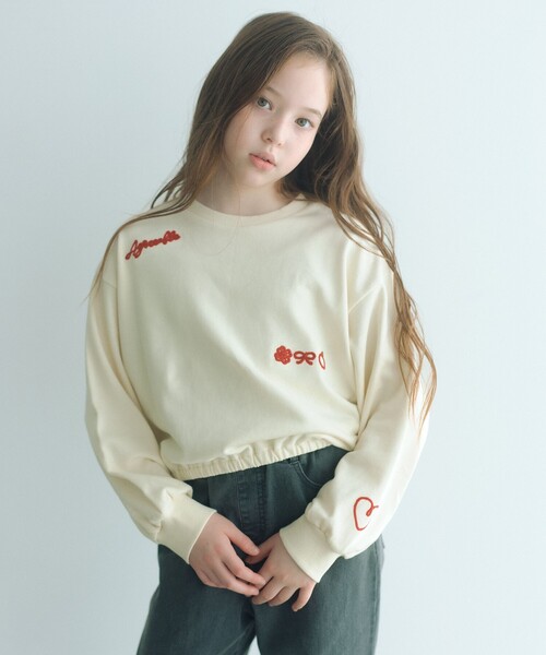 green label relaxing（グリーンレーベルリラクシング）の「チェーンステッチ 裏毛プルオーバー / トレーナー100cm-160cm（スウェット・キッズ・ネイビー/オフホワイト/ライム・160cm/140cm/110cm/120cm/100cm/150cm/130cm）」の6枚目の写真