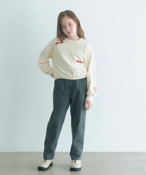 green label relaxing（グリーンレーベルリラクシング）の「チェーンステッチ 裏毛プルオーバー / トレーナー100cm-160cm（スウェット・キッズ・ネイビー/オフホワイト/ライム・160cm/140cm/110cm/120cm/100cm/150cm/130cm）」の7枚目の写真