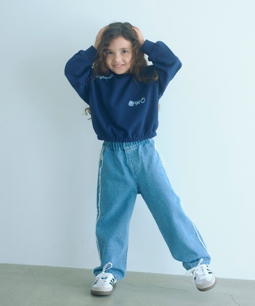 green label relaxing（グリーンレーベルリラクシング）の「チェーンステッチ 裏毛プルオーバー / トレーナー100cm-160cm（スウェット・キッズ・ネイビー/オフホワイト/ライム・160cm/140cm/110cm/120cm/100cm/150cm/130cm）」の10枚目の写真