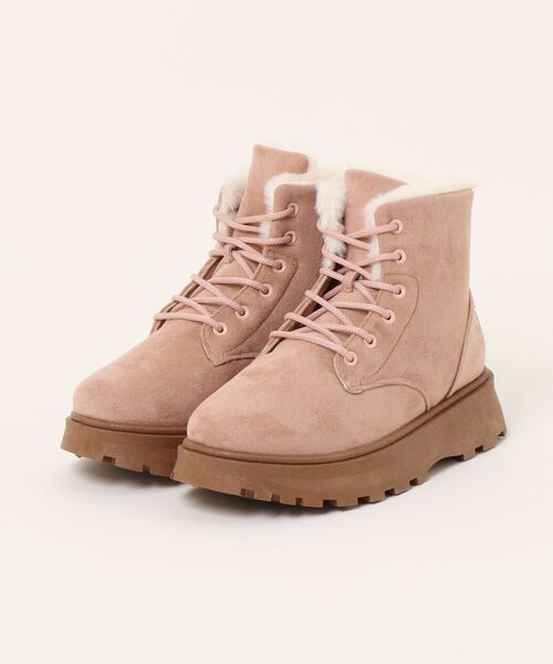 シュープラザ(シュープラザ)の「【onni ELAMA】厚底レースアップムートン(ブーツ・レディース・ブラック×ブラック/ピンク/ベージュ・S/M/L/LL)」の3枚目の写真