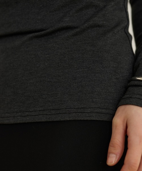 LAULEN(ローレン)の「asymmetry gather tops /アシンメトリーギャザーストレッチ長袖トップス(Tシャツ/カットソー・レディース・ブラック/ベージュ/チャコールグレー・FREE)」の12枚目の写真