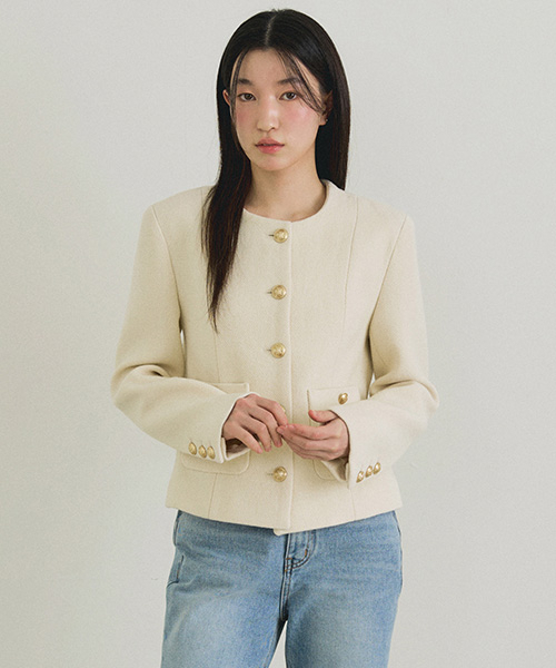 LINGSEOUL(リングソウル)の「gold button tweed jacket-ivory(テーラードジャケット・レディース・その他・SMALL/MEDIUM)」の1枚目の写真