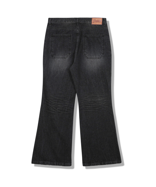 GUBIN（グビン）の「シアウォッシングフレアジーンズ - ブラックデニム（デニムパンツ・レディース・その他・SMALL/MEDIUM/LARGE）」の2枚目の写真