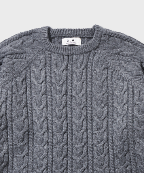 GLW(ジーエルダブリュ)の「レギュラーニットケーブルチャコール(ニット/セーター・レディース・その他・MEDIUM/LARGE/SMALL)」の6枚目の写真