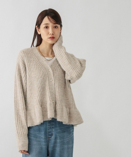GLOBAL WORK(グローバルワーク)の「モヘヤタッチペプラムカーディガン/603655(カーディガン/ボレロ・レディース・ワインレッド/チャコールグレー/アイボリー・LARGE/MEDIUM)」の3枚目の写真