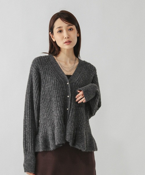 セール】モヘヤタッチペプラムカーディガン/603655（カーディガン