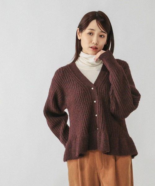セール】モヘヤタッチペプラムカーディガン/603655（カーディガン