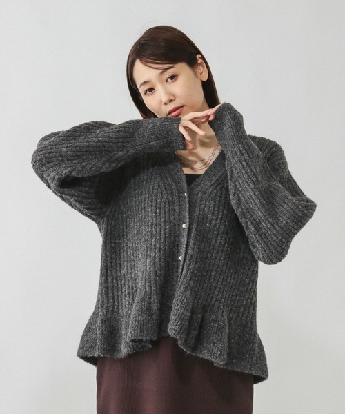 GLOBAL WORK(グローバルワーク)の「モヘヤタッチペプラムカーディガン/603655(カーディガン/ボレロ・レディース・ワインレッド/チャコールグレー/アイボリー・LARGE/MEDIUM)」の6枚目の写真