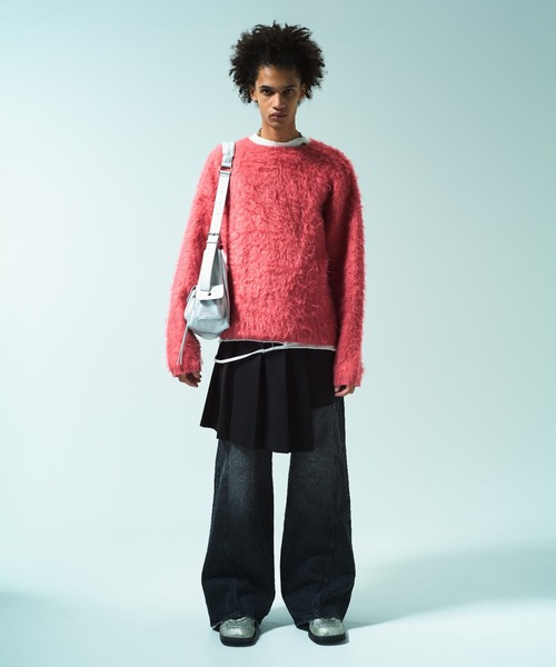 CAMPHOR WOOD（カンファーウッド）の「MOHAIR TOUCH SUPER SHAGGY PULLOVER / モヘアタッチスーパーシャギープルオーバー（ニット/セーター・メンズ・ピンク/ブラック/アッシュ・MEDIUM/LARGE）」の6枚目の写真