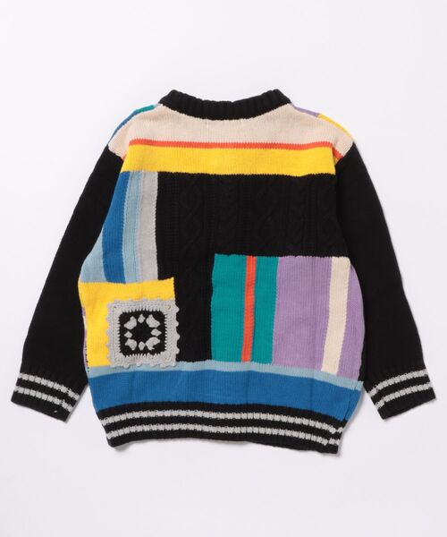HAKKA KIDS(ハッカキッズ)の「マシンウォッシャブルパッチワークニットカーディガン(カーディガン/ボレロ・キッズ・ブラック/キナリ・100cm/110cm/130cm/120cm)」の3枚目の写真