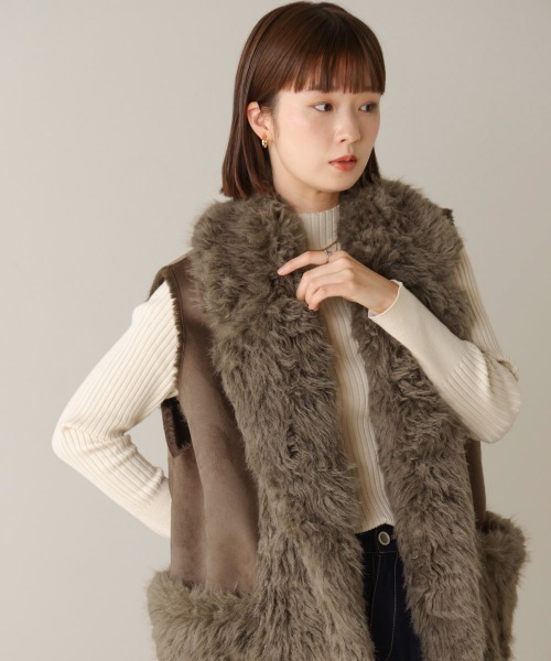 Bou Jeloud（ブージュルード）の「ファームートン切替コクーンベスト（ベスト・レディース・モカ/グレイッシュベージュ・38）」の2枚目の写真