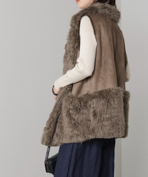 Bou Jeloud（ブージュルード）の「ファームートン切替コクーンベスト（ベスト・レディース・モカ/グレイッシュベージュ・38）」の5枚目の写真