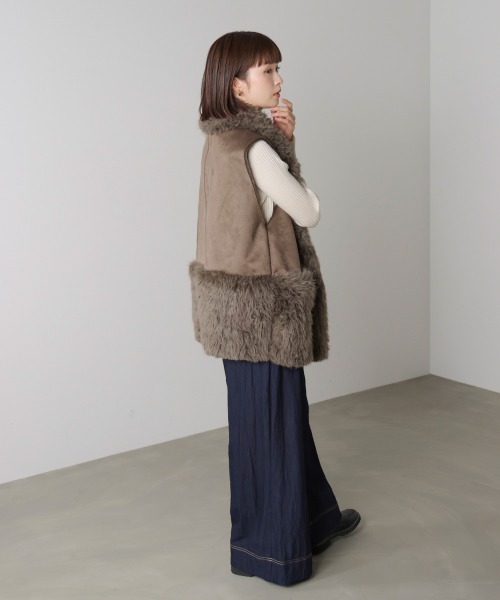 Bou Jeloud（ブージュルード）の「ファームートン切替コクーンベスト（ベスト・レディース・モカ/グレイッシュベージュ・38）」の6枚目の写真