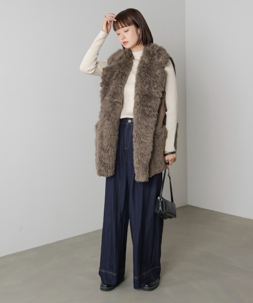 Bou Jeloud（ブージュルード）の「ファームートン切替コクーンベスト（ベスト・レディース・モカ/グレイッシュベージュ・38）」の8枚目の写真