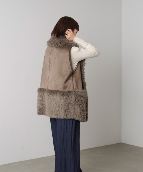 Bou Jeloud（ブージュルード）の「ファームートン切替コクーンベスト（ベスト・レディース・モカ/グレイッシュベージュ・38）」の9枚目の写真