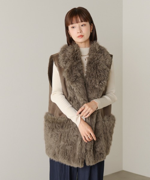 Bou Jeloud（ブージュルード）の「ファームートン切替コクーンベスト（ベスト・レディース・モカ/グレイッシュベージュ・38）」の10枚目の写真