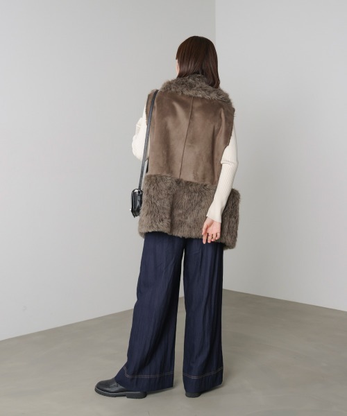 Bou Jeloud（ブージュルード）の「ファームートン切替コクーンベスト（ベスト・レディース・モカ/グレイッシュベージュ・38）」の13枚目の写真