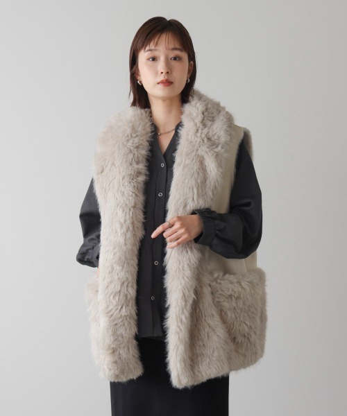 Bou Jeloud（ブージュルード）の「ファームートン切替コクーンベスト（ベスト・レディース・モカ/グレイッシュベージュ・38）」の19枚目の写真