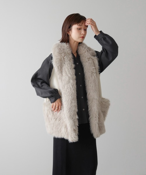 Bou Jeloud（ブージュルード）の「ファームートン切替コクーンベスト（ベスト・レディース・モカ/グレイッシュベージュ・38）」の22枚目の写真