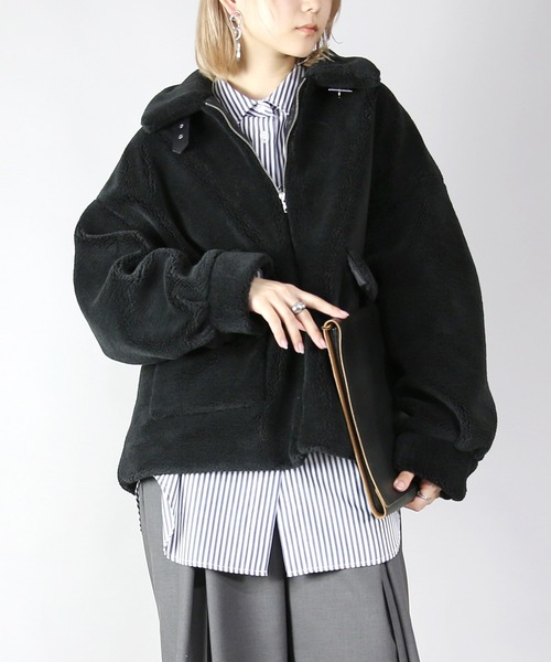 and it_（アンドイット）の「テディベアボアジップアップブルゾン（ブルゾン・レディース・チャコール/ブラウン/ブラック・M）」の4枚目の写真