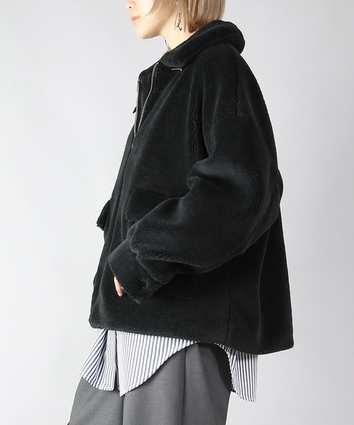 and it_（アンドイット）の「テディベアボアジップアップブルゾン（ブルゾン・レディース・チャコール/ブラウン/ブラック・M）」の5枚目の写真