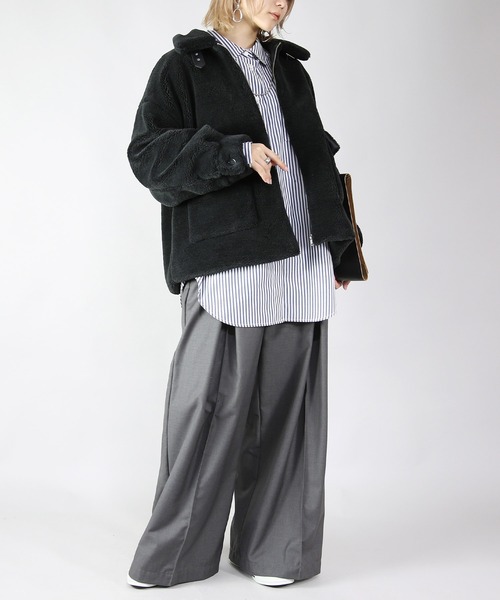and it_（アンドイット）の「テディベアボアジップアップブルゾン（ブルゾン・レディース・チャコール/ブラウン/ブラック・M）」の7枚目の写真