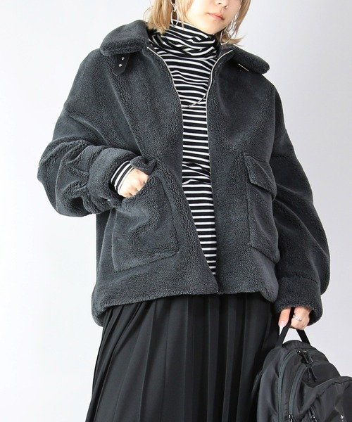 and it_（アンドイット）の「テディベアボアジップアップブルゾン（ブルゾン・レディース・チャコール/ブラウン/ブラック・M）」の9枚目の写真
