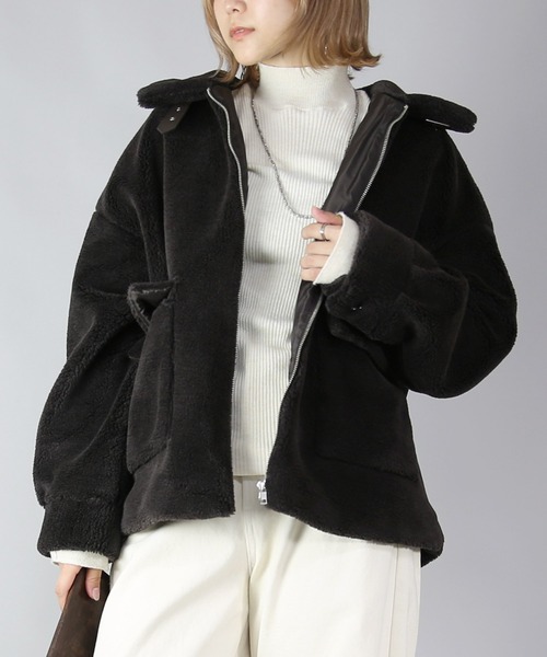 and it_（アンドイット）の「テディベアボアジップアップブルゾン（ブルゾン・レディース・チャコール/ブラウン/ブラック・M）」の12枚目の写真