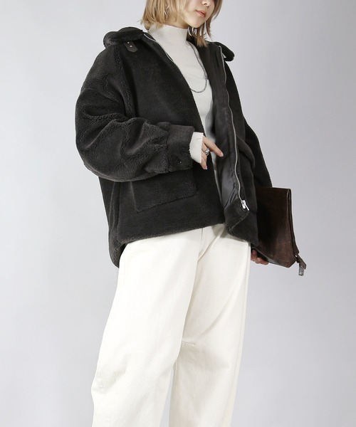 and it_（アンドイット）の「テディベアボアジップアップブルゾン（ブルゾン・レディース・チャコール/ブラウン/ブラック・M）」の14枚目の写真