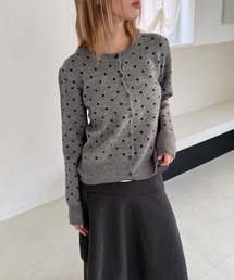 ドット ニット セミクロップド カーディガン