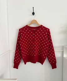 ドット ニット セミクロップド カーディガン
