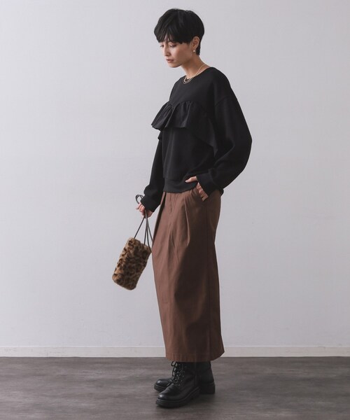 OPAQUE.CLIP(オペークドットクリップ)の「フリルドッキングトップス【洗濯機OK】(Tシャツ/カットソー・レディース・ブラック/ブラウン系その他/ライトベージュ・38/40)」の6枚目の写真
