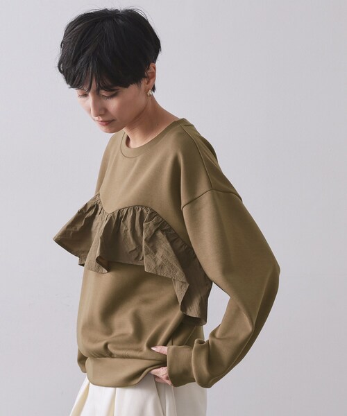 OPAQUE.CLIP(オペークドットクリップ)の「フリルドッキングトップス【洗濯機OK】(Tシャツ/カットソー・レディース・ブラック/ブラウン系その他/ライトベージュ・38/40)」の8枚目の写真