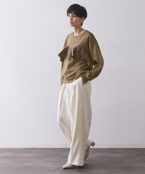 OPAQUE.CLIP(オペークドットクリップ)の「フリルドッキングトップス【洗濯機OK】(Tシャツ/カットソー・レディース・ブラック/ブラウン系その他/ライトベージュ・38/40)」の10枚目の写真