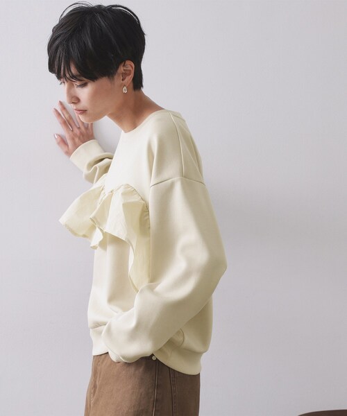 OPAQUE.CLIP(オペークドットクリップ)の「フリルドッキングトップス【洗濯機OK】(Tシャツ/カットソー・レディース・ブラック/ブラウン系その他/ライトベージュ・38/40)」の12枚目の写真