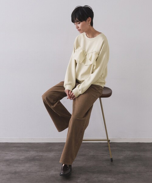 OPAQUE.CLIP(オペークドットクリップ)の「フリルドッキングトップス【洗濯機OK】(Tシャツ/カットソー・レディース・ブラック/ブラウン系その他/ライトベージュ・38/40)」の14枚目の写真