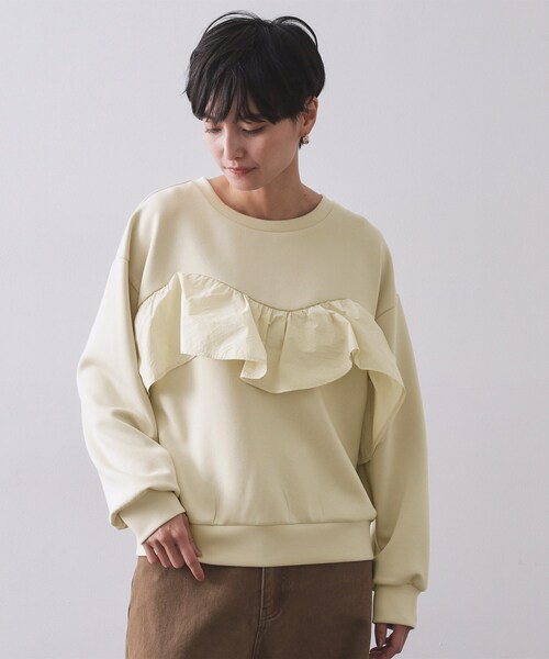 OPAQUE.CLIP(オペークドットクリップ)の「フリルドッキングトップス【洗濯機OK】(Tシャツ/カットソー・レディース・ブラック/ブラウン系その他/ライトベージュ・38/40)」の16枚目の写真