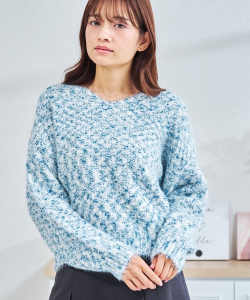 MISCH MASCH(ミッシュマッシュ)の「ZOZO限定 ミックスシャギーニット(ニット/セーター・レディース・イエロー/ブルー・フリ-)」の2枚目の写真