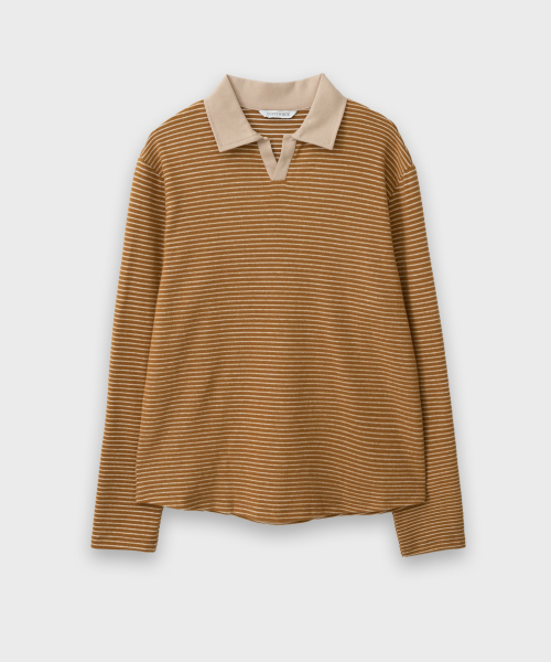 DUSTYWHITE(ダスティーホワイト)の「YELLOW BOUCLE STRIPED TEXTURED COLLAR T SHIRT(ポロシャツ・メンズ・その他・X-LARGE/MEDIUM/LARGE)」の7枚目の写真