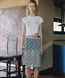 ANDNEEDS（アンドニーズ）の「Page check layered skirt (blue)（スカート）」