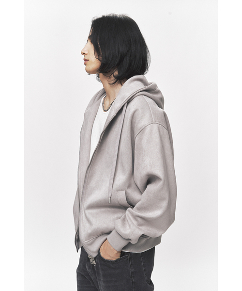 BLACK MOMENT（ブラックモーメント）の「フェイクスエードフードジップアップジャケット[グレー]（パーカー・メンズ・グレー・MEDIUM/LARGE）」の3枚目の写真