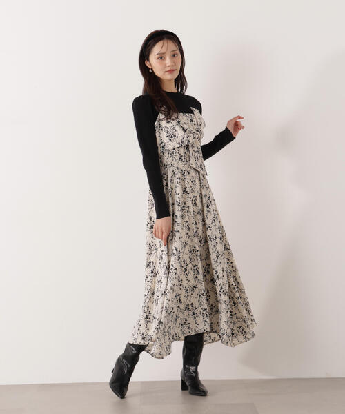 PROPORTION BODY DRESSING(プロポーションボディドレッシング)の「フロントリボン花柄ドッキングワンピース / 1216140006(ワンピース・レディース・ベージュ/ブラック・MEDIUM/P/S/SMALL)」の20枚目の写真