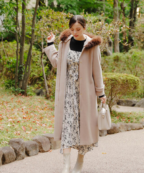 PROPORTION BODY DRESSING(プロポーションボディドレッシング)の「フロントリボン花柄ドッキングワンピース / 1216140006(ワンピース・レディース・ベージュ/ブラック・MEDIUM/P/S/SMALL)」の16枚目の写真