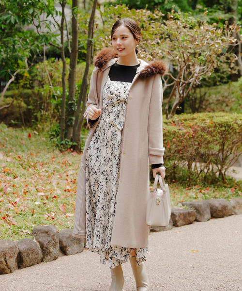 PROPORTION BODY DRESSING(プロポーションボディドレッシング)の「フロントリボン花柄ドッキングワンピース / 1216140006(ワンピース・レディース・ベージュ/ブラック・MEDIUM/P/S/SMALL)」の15枚目の写真