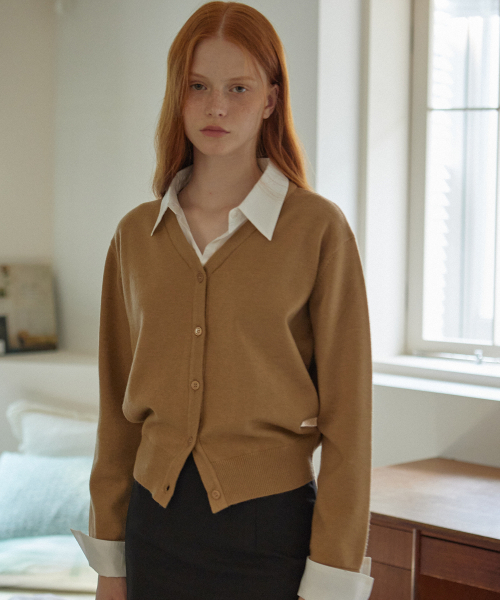 YUPPE(ヨッペ)の「SHIRT COLLAR CARDIGAN_BEIGE(カーディガン/ボレロ・レディース・その他・FREE)」の4枚目の写真