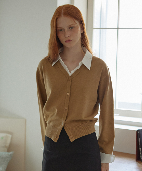 YUPPE(ヨッペ)の「SHIRT COLLAR CARDIGAN_BEIGE(カーディガン/ボレロ・レディース・その他・FREE)」の6枚目の写真