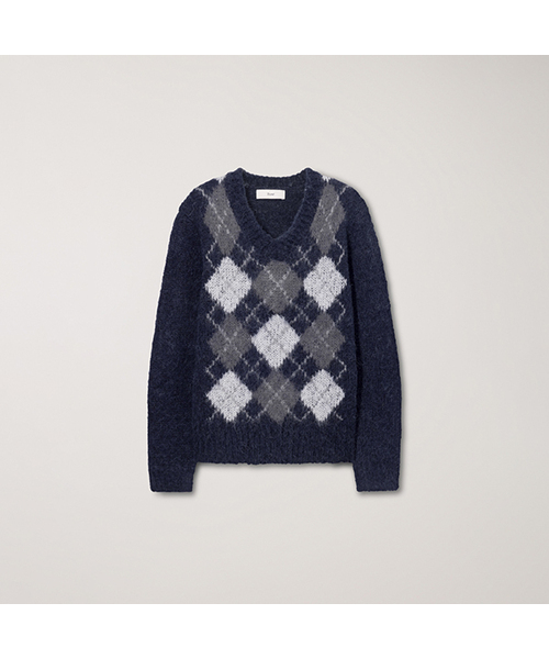BABY ALPACA ARGYLE SWEATER_UNISEX_UDSW5D123_NAVY