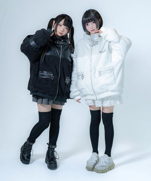 Re:CRYPT(リクリプト)の「ベルトPU切り替えフェイクファージャケット / フェイクファーブルゾン ボアコート ワンポイント(ブルゾン・レディース・ホワイト/ブラック・F)」の22枚目の写真